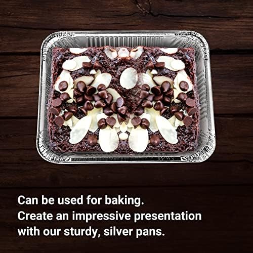 Aluminum Pans With Lids Half Size 9x13 Extra Heavy Duty, Disposable Foil Pans For Baking (25 Sets) in Silver, alternate view