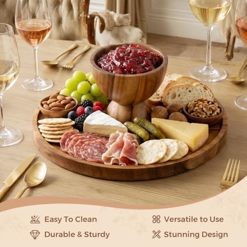 Amarica-Sourced Acacia Wood Cake Stand with Lid, 2-In-1 Round Cake Holder with Cover, 12in Dessert Display Stand, alternate