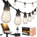 Ambience Hybrid Outdoor String Lights - Dual Plug and Solar Powered Waterproof LED Light String for Outside - 27