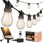 Ambience Hybrid Outdoor String Lights - Dual Plug and Solar Powered Waterproof LED Light String for Outside - 27