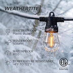 Ambience Hybrid Outdoor String Lights - Dual Plug and Solar Powered Waterproof LED Light String for Outside - 27, alternate