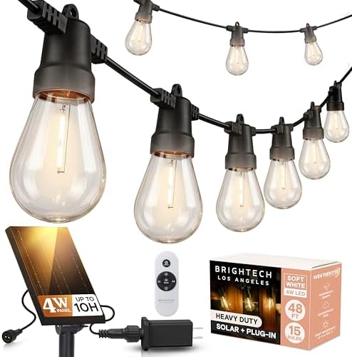 Ambience Hybrid Outdoor String Lights - Dual Plug and Solar Powered Waterproof LED Light String for Outside