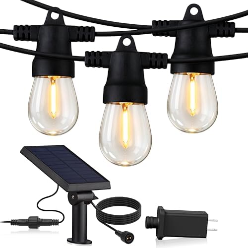 Ambience Hybrid Outdoor String Lights - Dual Plug and Solar Powered Waterproof LED Light String for Outside - 48