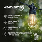 Ambience Hybrid Outdoor String Lights - Dual Plug and Solar Powered Waterproof LED Light String for Outside - 48, alternate