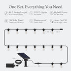 Ambience Hybrid Outdoor String Lights - Dual Plug and Solar Powered Waterproof LED Light String for Outside - 48, alternate