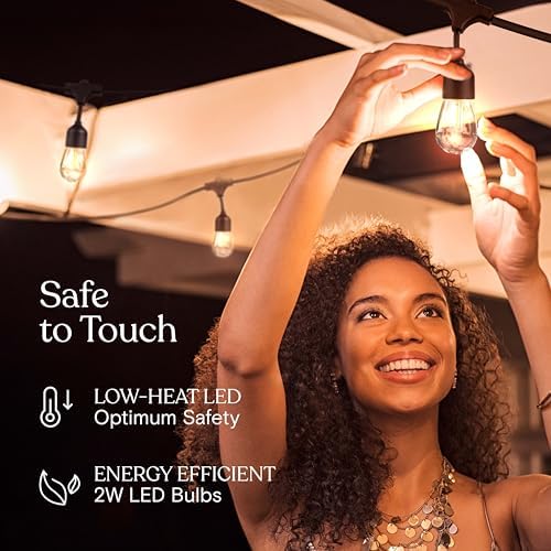 Ambience Pro 105Ft LED String Lights - 2W Commercial Grade Patio Lighting Outdoor Waterproof - Heavy Duty, alternate view 3