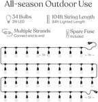 Ambience Pro 105Ft LED String Lights - 2W Commercial Grade Patio Lighting Outdoor Waterproof - Heavy Duty, alternate view 5