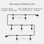 Ambience Pro - 24 Ft Waterproof LED Outdoor String Lights - Hanging, Dimmable 2w Vintage Edison Bulbs, alternate view 3