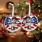 America 250th Anniversary Ornament, America 250 Merchandise Crystal Glass Christmas Ornaments, Fourth of July, alternate view
