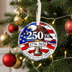 America 250th Anniversary Ornament, America 250 Merchandise Crystal Glass Christmas Ornaments, Fourth of July, alternate view