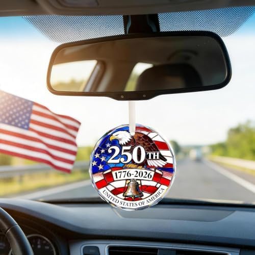 America 250th Anniversary Ornament, America 250 Merchandise Crystal Glass Christmas Ornaments, Fourth of July, alternate view