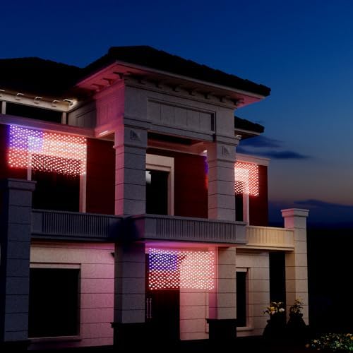 American Flag Lights - 384 Super Bright LEDs, Waterproof USA Flag Decoration for 250th Anniversary, Independence, alternate