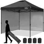 AMPKEEPER Outdoor Pop-Up Canopy Tent with 2 Sidewalls, Black, 10 x 10 Ft in 10 x 10 Ft in Black