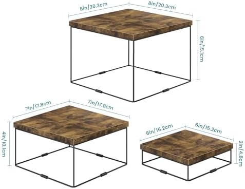 and Stands, 3 Tier Wood Display Risers, Rustic Brown in Brown, alternate view 3
