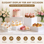 and Stands Set of 6, White Acrylic Dessert Table Display Risers Set for Cakes, Cupcakes, desserts and Party, alternate view 2