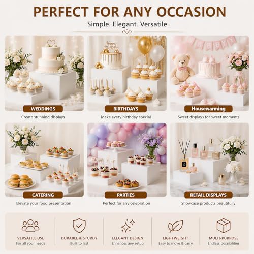 and Stands Set of 6, White Acrylic Dessert Table Display Risers Set for Cakes, Cupcakes, desserts and Party, alternate view 7