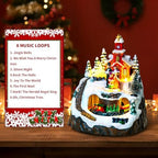 Animated Christmas Village Decoration - Lighted Church Choir & Moving Train on Snowy Mountain - Holiday, alternate view 3