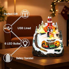 Animated Christmas Village Decoration - Lighted Church Choir & Moving Train on Snowy Mountain - Holiday, alternate view 4