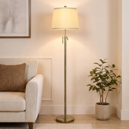 Antique Brass Floor Lamp, Adjustable Height, alternate view 2
