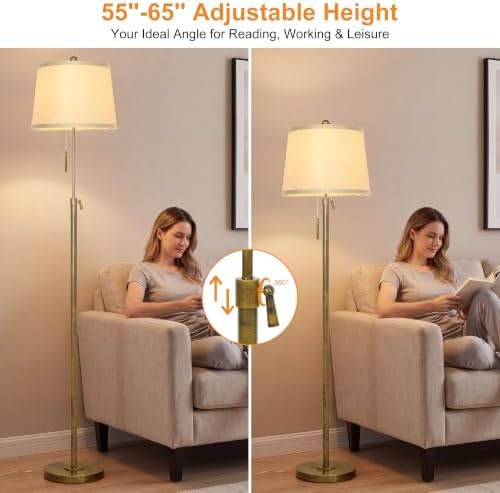 Antique Brass Floor Lamp, Adjustable Height, alternate view 3