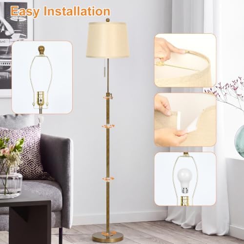 Antique Brass Floor Lamp, Adjustable Height, alternate view 7