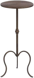 Antique Metal Martini Table, 28"H Round Drink Table for Small Spaces