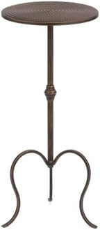 Antique Metal Martini Table, 28"H Round Drink Table for Small Spaces