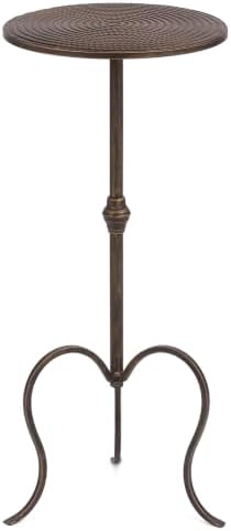 Antique Metal Martini Table, 28"H Round Drink Table for Small Spaces