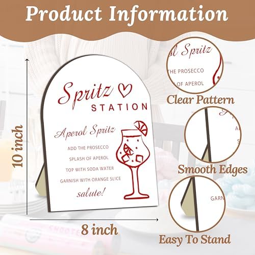 Aperol Spritz Bar Sign, Aperol Spritz Bar Station Sign for Bachelorette, Drinking Bridal Shower Table Sign, alternate view 3
