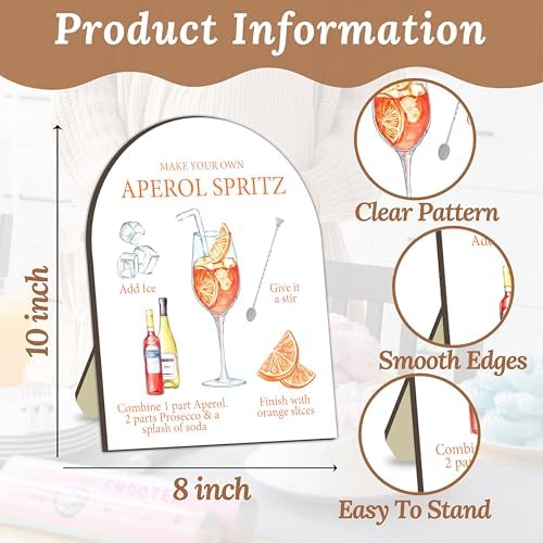 Aperol Spritz Bar Sign, Cocktail Bar Sign for Bachelorette Party, Bridal Shower Table Signs, Homemade Cocktail, alternate
