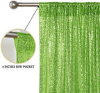 Apple Green Sequin Backdrop Curtain 2 Panels 2FTx8FT Glitter Apple Green Background Drapes Sparkle Photography, alternate