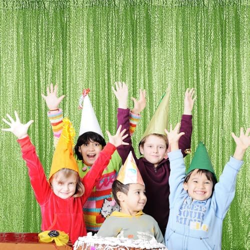 Apple Green Sequin Backdrop Curtain 4FTx8FT Glitter Apple Green Background Drapes Sparkle Photography Backdrop, alternate
