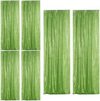Apple Green Sequin Backdrop Curtain 6 Panels 2FTx8FT Glitter Apple Green Background Drapes Sparkle Photography