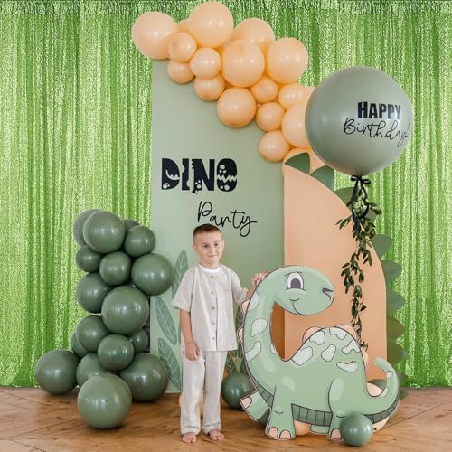 Apple Green Sequin Backdrop Curtain 6 Panels 2FTx8FT Glitter Apple Green Background Drapes Sparkle Photography, alternate