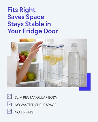 Aqua Fridge Door Water Jug | Clear Pitcher | BPA Free Plastic Pitcher with Lid | 3 Quart Pitcher with Lid for, alternate view