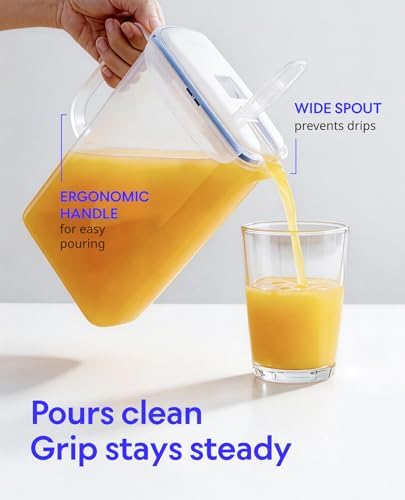 Aqua Fridge Door Water Jug with Handle BPA Free Plastic Pitcher with Flip Top Lid Perfect for Making Teas and, alternate view