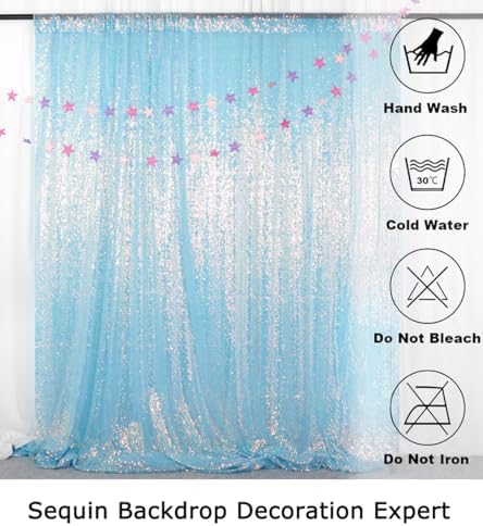 Aqua Photo Backdrop 7FTx7FT Sequin Backdrop Iridescent Aqua Mermaid Fabric Sparkle Curtain Photograph Backdrop, alternate