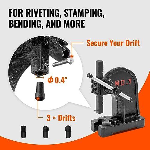 Arbor Press, 1 Ton Manual Arbor Press, 5.9" Maximum Height, Cast Iron Heavy-Duty Manual Desktop Arbor Press, alternate view 3