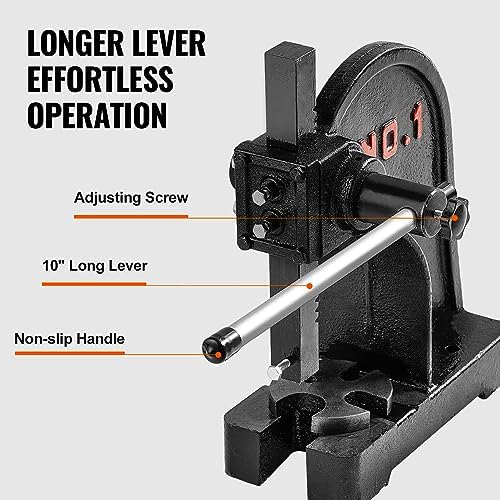 Arbor Press, 1 Ton Manual Arbor Press, 5.9" Maximum Height, Cast Iron Heavy-Duty Manual Desktop Arbor Press, alternate view 4