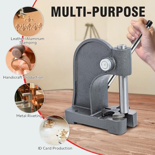 Arbor Press 1 Ton Round Ram, Cast Iron Heavy duty Upgraded Manual Arbor Press 1 Ton, 5.5" Maximum Height, alternate view 2