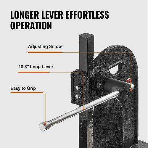 Arbor Press, 3 Ton Manual Arbor Press, 12.2" Maximum Height, Cast Iron Heavy-Duty Manual Desktop Arbor Press, alternate view