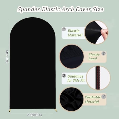 Arch Backdrop Cover 2-Sided Spandex Wedding Arch Covers Fitted Round Top Chiara Backdrop Stand Cover for Baby, alternate view