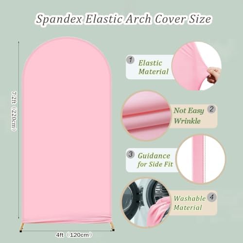 Arch Backdrop Cover 2-Sided Spandex Wedding Arch Covers Fitted Round Top Chiara Backdrop Stand Cover for Baby, alternate view