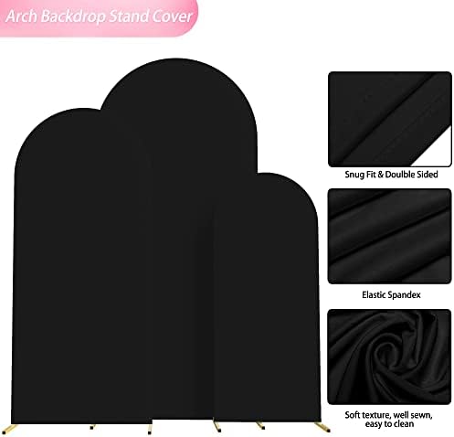 Arch Backdrop Cover 6FT,5FT,4FT Black Arch Cover Stretchy Backdrop, alternate view 4