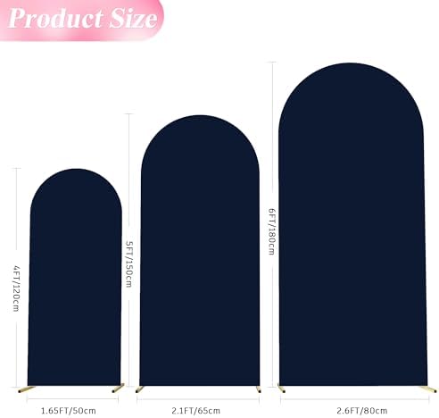Arch Backdrop Cover 6FT,5FT,4FT Navy Blue Arch Covers Stretchy, alternate view 3