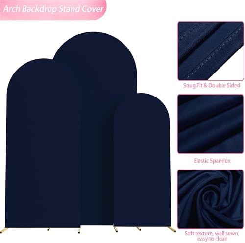 Arch Backdrop Cover 6FT,5FT,4FT Navy Blue Arch Covers Stretchy, alternate view 4
