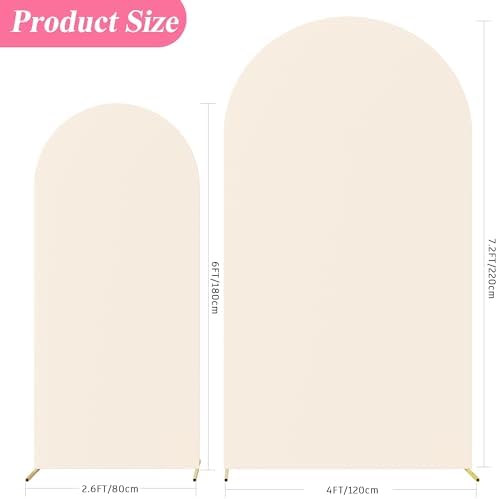 Arch Backdrop Cover, 7.2ft & 6ft, Arch Covers Stretchy Backdrop, Beige in Beige, alternate view 2