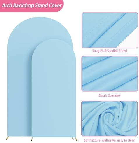 Arch Backdrop Cover, 7.2ft & 6ft, Arch Covers Stretchy Backdrop, Dusty Blue in Dusty Blue, alternate view 3
