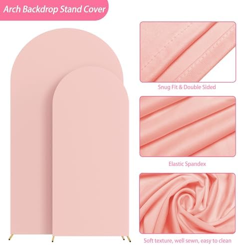 Arch Backdrop Cover, 7.2ft & 6ft, Arch Covers Stretchy Backdrop, Pale Pink in 7.2FT, 6FT in Pale Pink, alternate view 3
