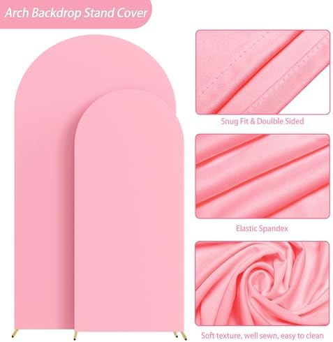 Arch Backdrop Cover, 7.2ft & 6ft, Arch Covers Stretchy Backdrop, Pink in Pink, alternate view 3